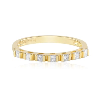 Cavill - Zilveren Ring - 925 Sterling Zilver Verguld - 7x I3 (H) Princess Diamanten 0,378 ct - Smalle Moderne Ring Dames Luxe