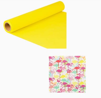 Tafelloper papier "ROYAL Collection" 5 m x 40 cm (1 rol) geel en 20 x tafel Servetten " flamingo party " 33x33cm 3 Laags Ecolabel / Papieren servetten – wegwerpservetten Feest/verjaardag/BBQ/Picknick Lente Zomer
