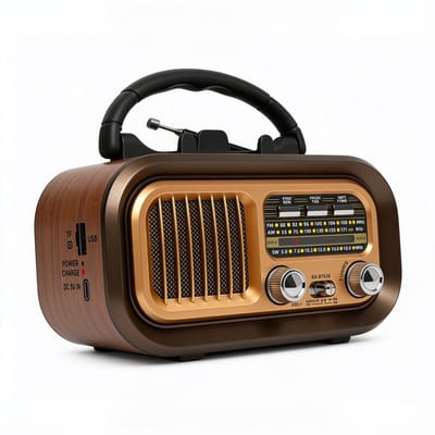 Vintage Draagbare Radio met Retro Design en Bluetooth – AM/FM Radio voor Helder Geluid – Draadloos Gebruik met 1200 mAh Batterij – USB, TF en AUX Ondersteuning Geschikt voor Ouderen