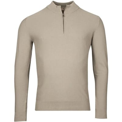 Thomas Maine Trui Half Zip Piqué Texture Knit Garment Dye Light Stone Wash Dusty Green / male