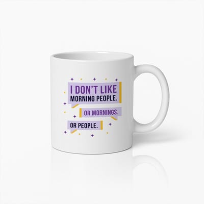Ik Hou Niet van Ochtendmensen Mok 330ml – Grappige Quote Koffiebeker – Perfect Cadeau voor Chagrijnige Vrienden, Collega’s en Koffieliefhebbers