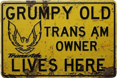 Wandbord - Grumpy old trans - Metalen wandbord - Metalen borden wanddecoratie - Mancave wandborden - Metalen borden - Metal sign - Bar decoratie - Tekstbord - Wandborden
