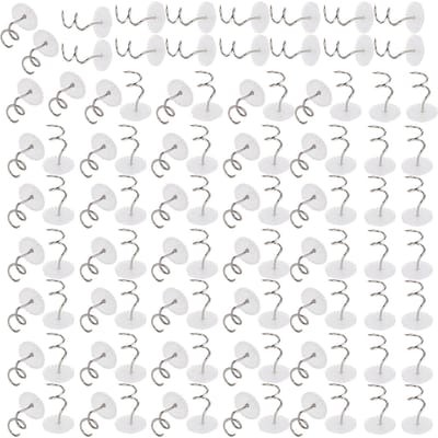 100 Pièces Épingles Torsadées Acier Inoxydable ABS Transparent Antidérapant Clou Spiralé Fixe pour Canapé(Épingle torsadée en spirale )