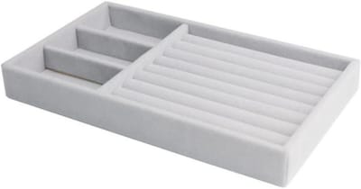 Sieraden Opbergdoos - Lade Display - Desktop Organisatie - Zachte Flanel Voering - 21x12 cm - Grijs
