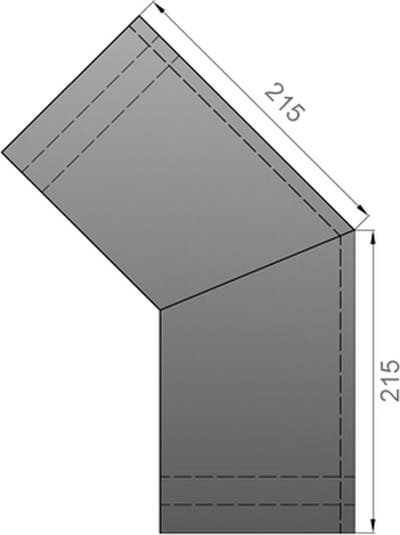 Hitteschild Ø150 bocht 45° - grijs - 2mm - staal - dubbelwandig