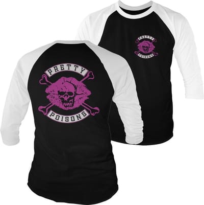 Riverdale Pretty Poisons Baseball T-shirt met 3/4-mouwen, witite-Black