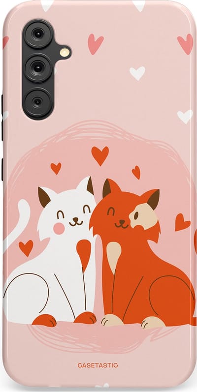 Casetastic Hoesje Geschikt voor Samsung A34 (5G) - Stijlvolle Beschermende Duo-layer Case - Romantische Katten Liefde