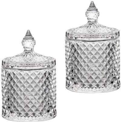 Dailygoody - Katoenen bal en wattenstaafje houder Organizer - Glas badkamer organizer - Set van 2 - Perfect voor smalle ruimtes - Decoratief e...