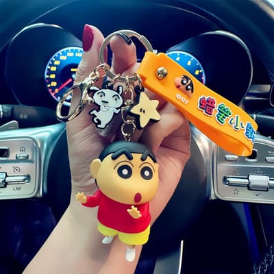 Nieuwe Kawaii Anime Cartoon Figuren Crayon Shin-chan Sleutelhangers Schattige Rugzak Hanger Sleutelhouder Sieraden Accessoires Verjaardagscadeaus gray