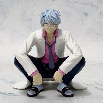 12CM Zittende Anime GINTAMA Sakata Gintoki Leraar 3e Jaar Ginpachi van Klas Z Anime Figuur Speelgoed PVC Figuur Set Cadeaus gray