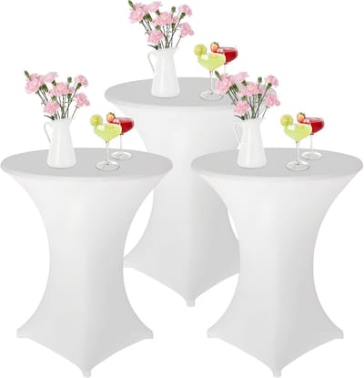 Statafelhoezen Set - Tafelbekleding - Feestelijke Decoratie - Strijk- en Krasvrij - Ø 70-75 cm - Wit