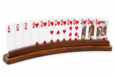 Govic® Speelkaarthouder hout 35 cm - Kaarthouder - Walnoot hout finish - kaarthouder spelletjes
