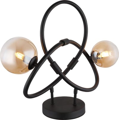 Globo - tafellamp - Tuberius - messing zwart - glas metaal - design lamp - G9 - 56141-2T