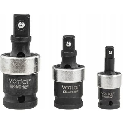 3-delige U-ketting dops, 1/4", 3/8", 1/2", Cr-Mo