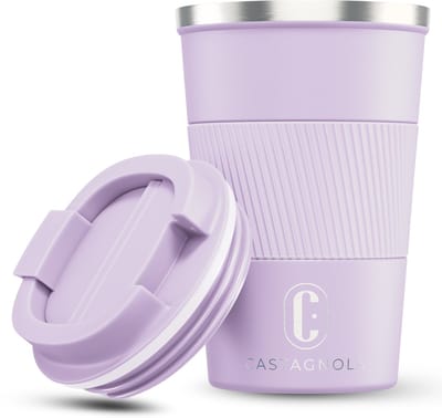 Castagnola Thermosbeker - Koffiebeker To Go - Travel Mug voor Koffie en Thee - Theebeker - 380 ML - RVS - Lichtpaars