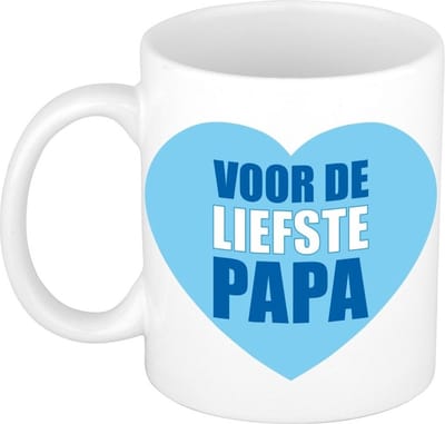 Vaderdag koffiemok - cadeau beker - Voor de liefste papa - wit - 300 ml - Vaderdag