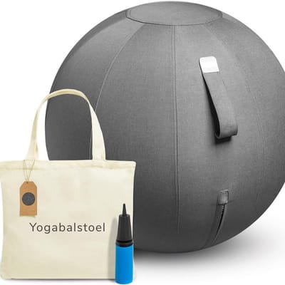 Ergonomische Zitbal 65 Cm - Luxe Yoga Bal Voor Kantoor En Thuis - Zitbal Met Linnen Hoes - Gezonde Bureaustoel Alternatief - Grijs