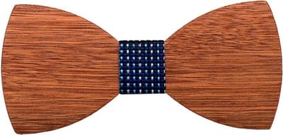 Fako Fashion - Vlinderstrik - Vlinderdas - Strik - Hout - 12cm - Stof Blauw Streep