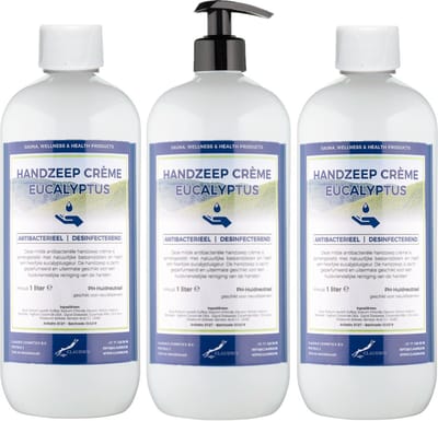 Handzeep Crème Eucalyptus 1 liter - met gratis pomp - set van 3 stuks