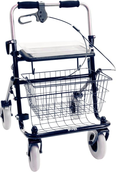 Rollator 43 cm zitbreedte - Premis Provo - Tot 120 kg - In hoogte verstelbaar - Duwbeugel - Met één hand te bedienen - Rechtshandig - Metallic Zwart