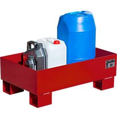 Lekbak AW60-1 - 65 liter - L 800 x B 500 X H 290 mm - zonder rooster - rood RAL 3000