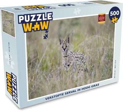 Puzzel Verstopte serval in hoog gras - Legpuzzel - Puzzel 500 stukjes