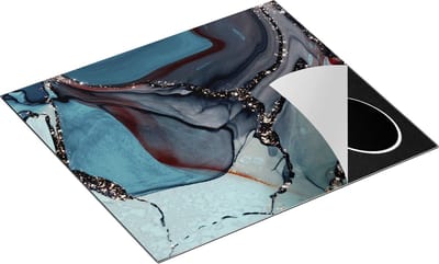 Chefcare Inductie Beschermer Abstracte Kunst - Waterkleur Marmer - 60x50 cm - Afdekplaat Inductie - Kookplaat Beschermer - Inductie Mat