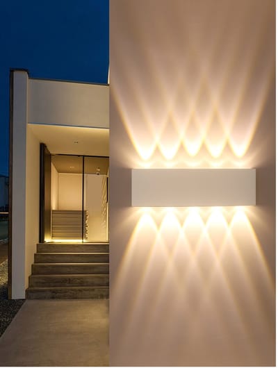 LED-wandlamp voor binnen - wandlampen - 26x7.8x5cm - Wandlamp boven en onder - Wandlamp van gegoten aluminium - 10W - Wandlamp voor binnen - 3000K - Warm wit licht - Woonkamer, garage, wandlampen binnen woonkamer, wandlamp voor binnen - Wit