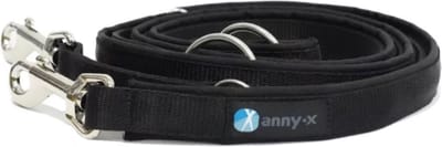 AnnyX verstelbare Hondenriem - FUN - Zwart - Lengte 3 meter - 2,5cm breed - politielijn - Trainingslijn - Voor middelgrote tot grote (sterke) honden