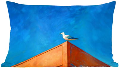 Sierkussens - Kussentjes Woonkamer - 60x40 cm - Meeuw - Gebouw - Lucht - Geschilderd