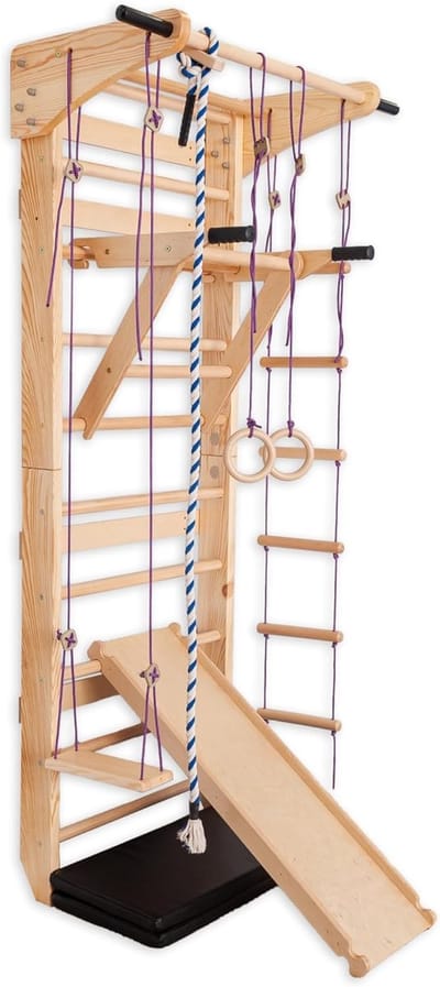 Zweedse Ladder Set - Indoor Klimrek - Kinderen Sporten - Multifunctioneel met Accessoires - 115 x 220 cm - Houtkleur