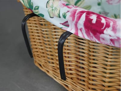 Handgemaakte Riet Boodschappenfietsmand met Bloemenvoering - Stevig en Ecologisch