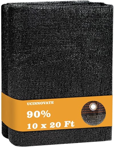 Dailygoods - Tuin, 90% schaduwzeil, 3 x 6 m, UV-bestendig zonnescherm met doorvoertules, zonnebrandnet voor bescherming tegen hitte van planten, zwarte schaduwdoek voor buiten, pergola, terras, zwembad
