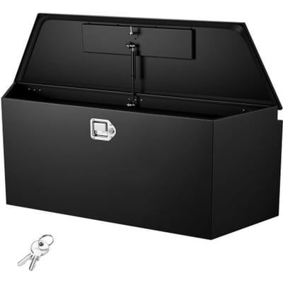 VEVOR Trekhaakbox voor vrachtwagens, 1245 x 353 x 470 mm, gemaakt van staal, 50 kg draagvermogen, gereedschapskist met slot en sleutels, aanhangerbox voor laadbakken van pick-ups, campers, SUV's, terreinwagens, zwart