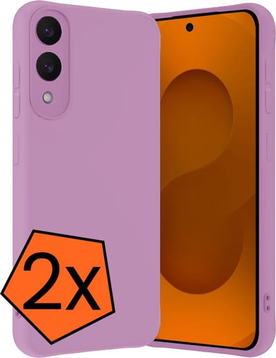 Hoes - 2 Stuks - Geschikt voor Samsung Galaxy S25 Edge - Sterk & Shockproof - Case Siliconen - Back Cover - Telefoon Hoes - Lila