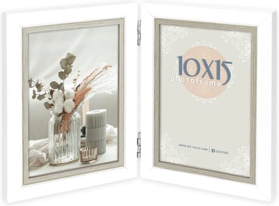 ZEP - Duo Houten Fotolijst Sion 2Q Wit / Grijs voor foto's 2x10x15 (28,5x19) - CD786