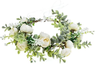 Bloemen Kroon - Blad Krans - Feestelijke Aankleding - Verstelbaar Lint - Eén Maat - Groen