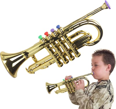 Kinder Trompet Speelgoed - Muzikaal Instrument - Vroeg Leren - Verschillende Tonen - 36 x 21 x 11 cm - Goud
