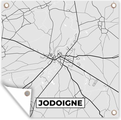 Tuin poster Zwart Wit – België – Plattegrond – Stadskaart – Kaart – Jodoigne - 200x200 cm - Tuindoek