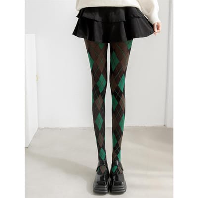Collants à Carreaux Collants Femmes Rétro Style JK Japonais Hauts sur Cuisses Bas Lingerie Bas Sexy Filles Lolita Collants Collants# One Size black