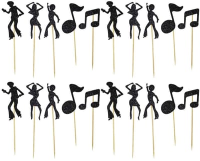 Allecto - Musical Cupcake Toppers - Decoratieve Cake Sticks - Zwart - Ideaal voor Feesten - Perfect voor Muziek Thema's - Voor Taarten en Desserts