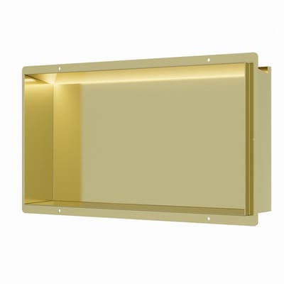 Mat goud RVS Inbouwnis 30x60x10cm met tegelflens en RGB verlichting