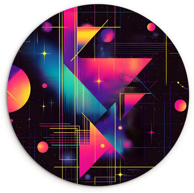WallCircle® Wandcirkel 120x120 cm - Muurcirkel Driehoeken - Cirkels - Abstract - Sterren - Muurdecoratie woonkamer - Wanddecoratie slaapkamer - Kamer decoratie accessoires - Ronde schilderijen XXL