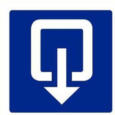 Uitgang sticker, blauw wit 100 x 100 mm