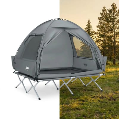 Veldbed - Kampeerbed - Vouwbed - Ligbed - Stretcher- Campingbedje - Opvouwbaar - 1 Persoons - Grijs