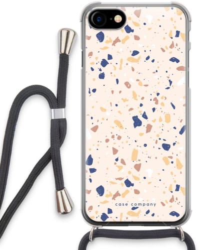 Case Company® - Hoesje met koord geschikt voor iPhone SE 2020 hoesje met Koord - Terrazzo N°23 - Telefoonhoesje met Zwart Koord - Bescherming aan alle Kanten en Over de Schermrand
