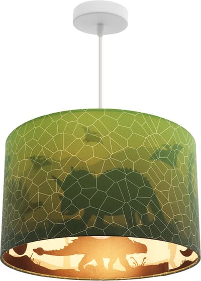 Olucia - DINO - Kinder Slaapkamer Hanglamp - Groen - Geschikt voor Babykamer/Kinderkamer/Tienerkamer - Vorm: Cilinder