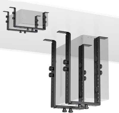 Unyqoos® Verstelbare en ruimtebesparende PC-houder voor onder bureau montage