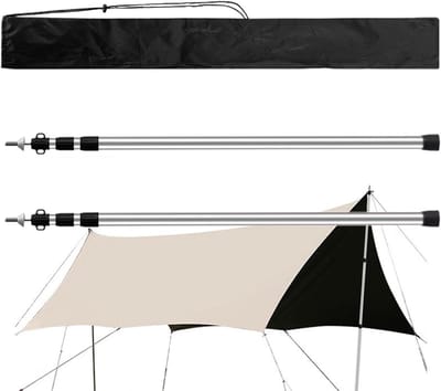 Telescopische Standaard - Tentstokken Set - Schaduw Creëren - Verstelbare Lengte - 230 cm - Zilverkleurig