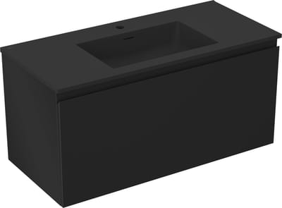 Mexen Orio badkamerkast 100 cm met wastafel Otis, 1 lade, zwart mat - 91A10-10047-1-BF71-W18M71